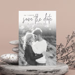 Sketched Announcement | Photo Save the Date<br><div class="desc">A modern and stylish save the date design featuring a gray text overlay and a full bleed vertical or portrait oriented photo. "Save the Date" appears at the top in hand sketched script typography, with your names, wedding date, and location tucked into the design. Add additional details, like your wedding...</div>