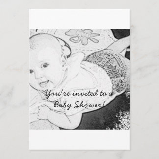 Sketched Baby Shower Invitation black print