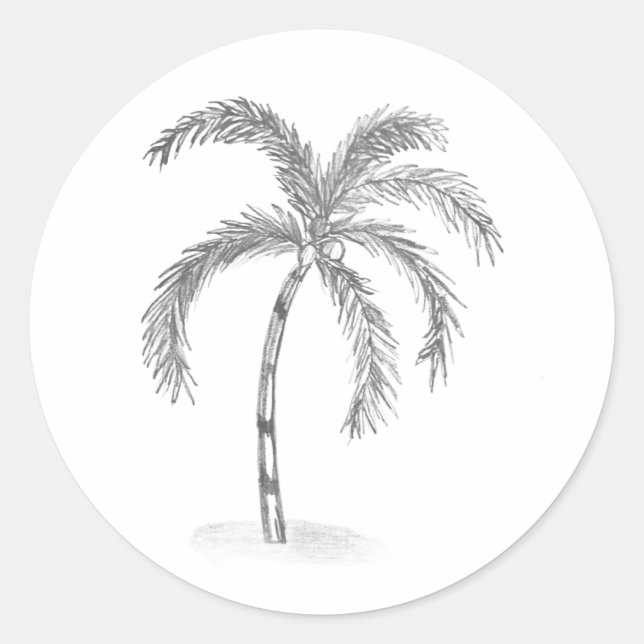 Sketched Black and White Classic Round Sticker (Front)