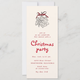 Sketched Black Red Christmas Cocktail Party Invitation