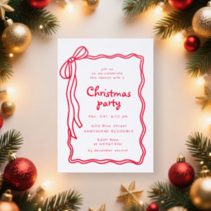 Sketched Bow Frame Christmas Party Invitation