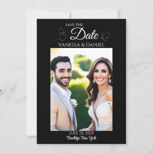 Sketched Butterflies Save The Date Photo Card