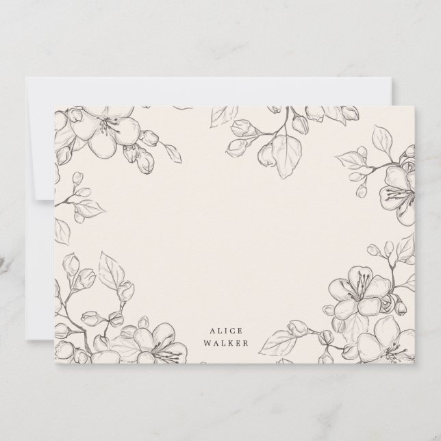 sketched cherry flower thank you note card (Front)