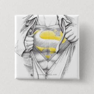 Sketched Chest Superman Logo Pinback Button