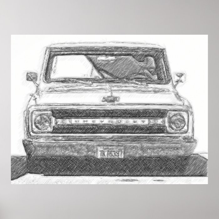 Sketched Chevy Truck Posters