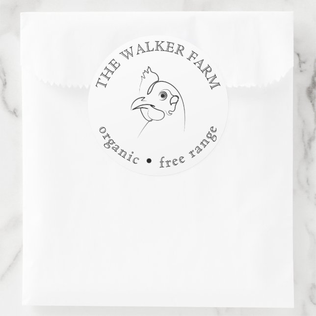 Sketched Chicken Farm Fresh Eggs  Classic Round Sticker (Bag)