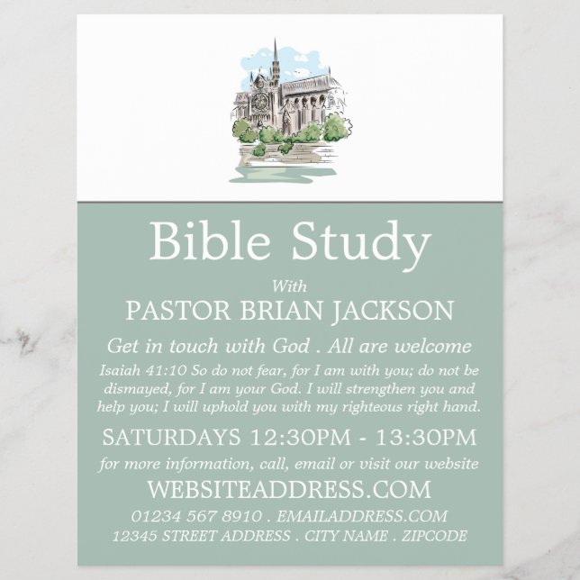 Sketched Church, Christian Bible Class Advert Flyer (Front)