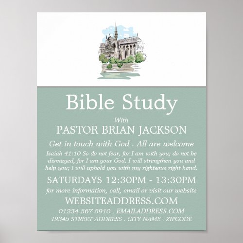 Sketched Church Christian Bible Class Advert Poster