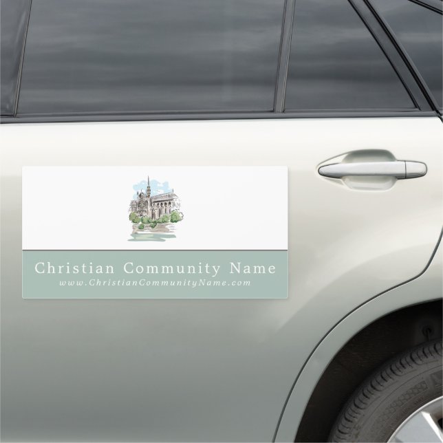 Sketched Church, Christianity, Religious Car Magnet (In Situ)