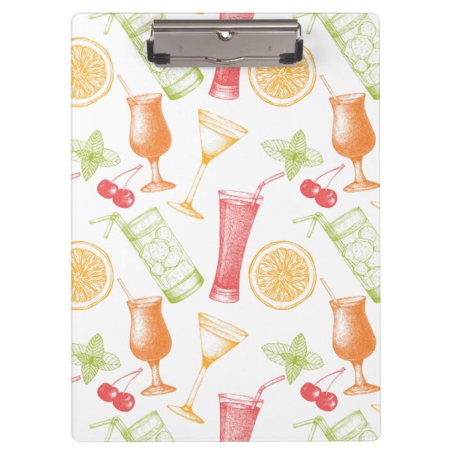 Sketched Cocktail Pattern Clipboard (Front)