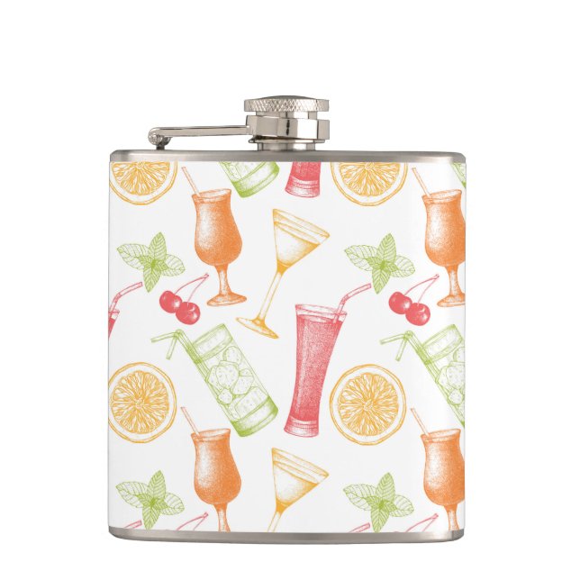 Sketched Cocktail Pattern Flask (Front)