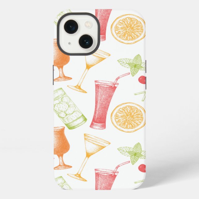 Sketched Cocktail Pattern Iphone Case (Back)