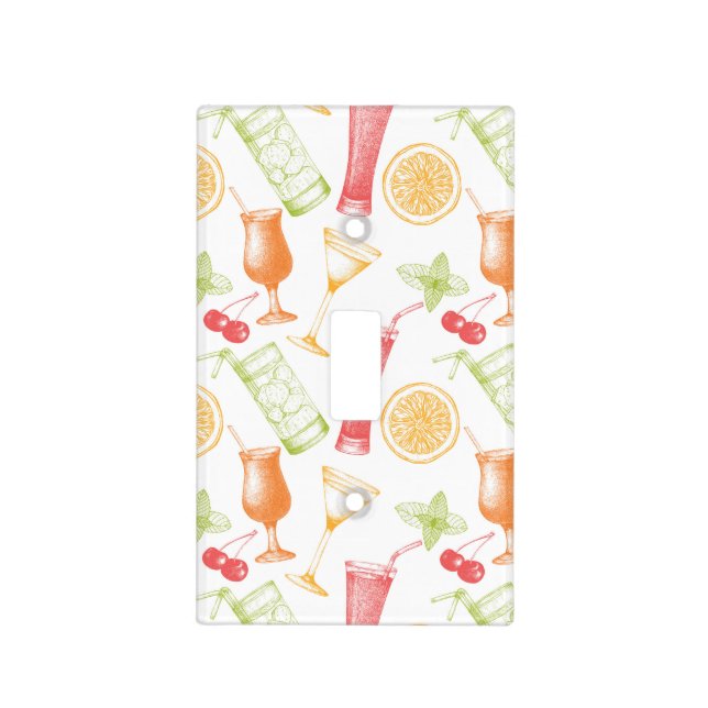 Sketched Cocktail Pattern Light Switch Cover (Front)