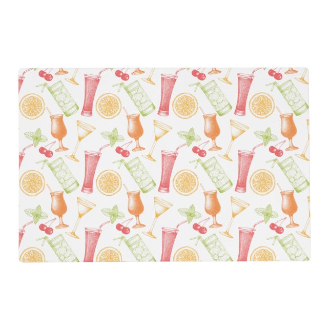 Sketched Cocktail Pattern Placemat (Front)