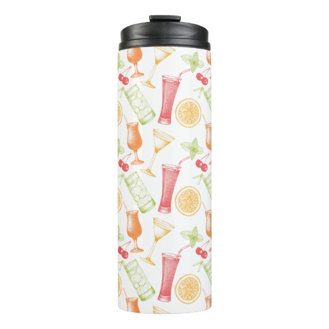 Sketched Cocktail Pattern Thermal Tumbler (Front)