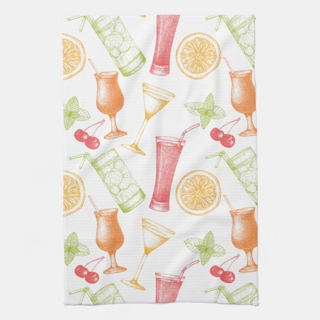Sketched Cocktail Pattern Towel (Vertical)