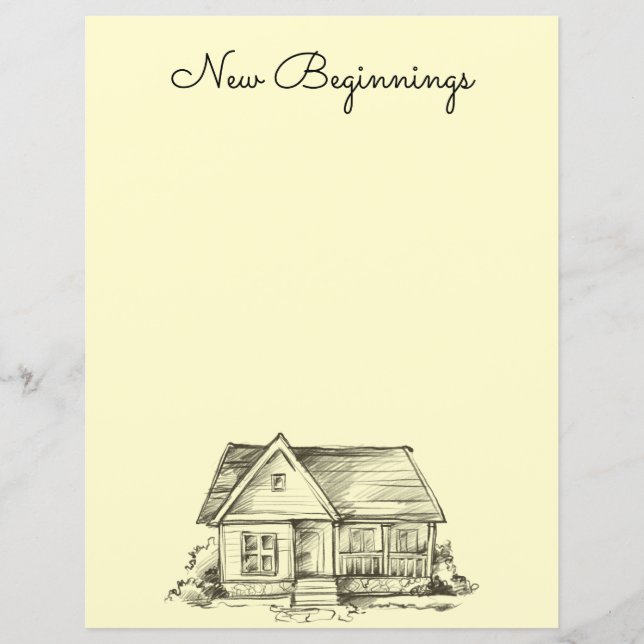 Sketched Cottage Scrapbook Paper or Stationery (Front)