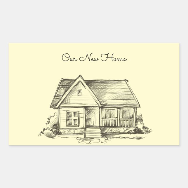 Sketched Cottage Scrapbook Rectangular Sticker (Front)