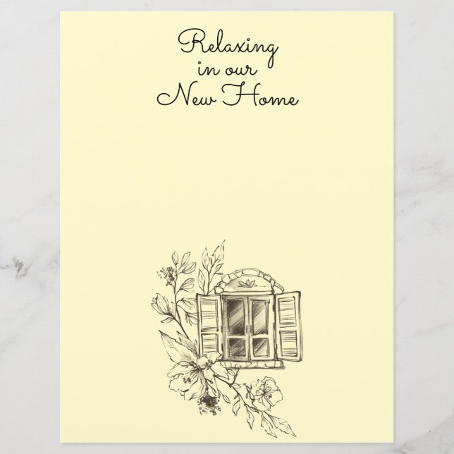 Sketched Cottage Window Scrapbook Paper (Front)