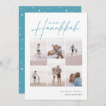 Sketched Cursive 6 Photo Collage Hanukkah Holiday Card<br><div class="desc">Share cheer with these modern Hanukkah holiday cards featuring 6 of your favorite photos in a grid collage layout. "Happy Hanukkah" appears at the top in classic serif and casual hand sketched cursive script. Personalize with your family name and the year at the lower right.</div>