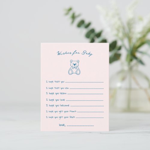 Sketched Cute Bear Baby Shower Enclosure Card