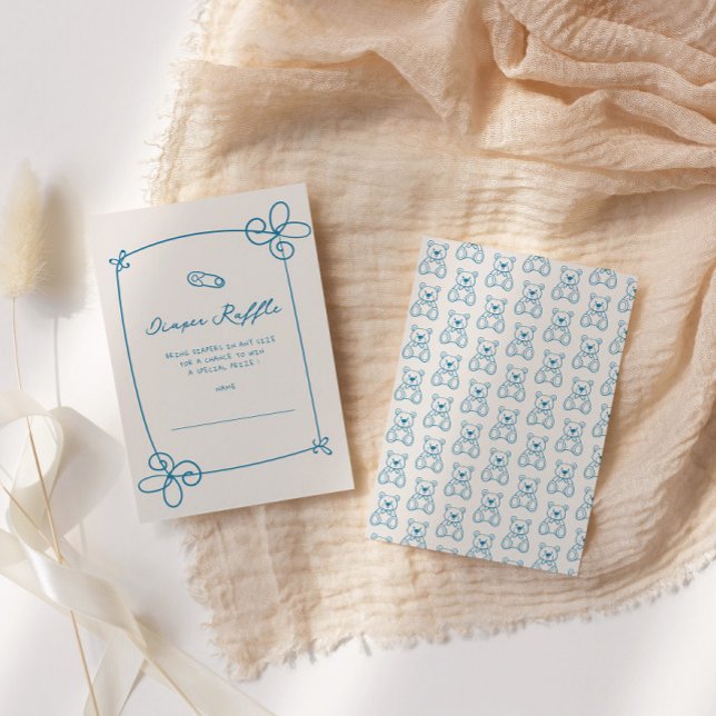 Sketched Cute Wavy Bow Frame Baby Show Ticket Card (Creator Uploaded)