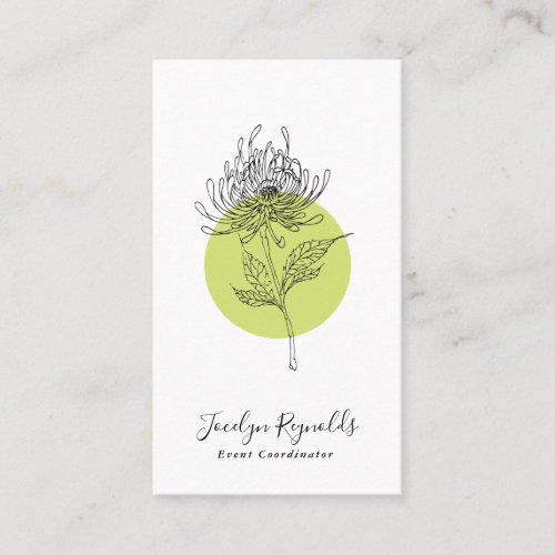 Sketched Dahlia Botanical Simple Elegant Business Card