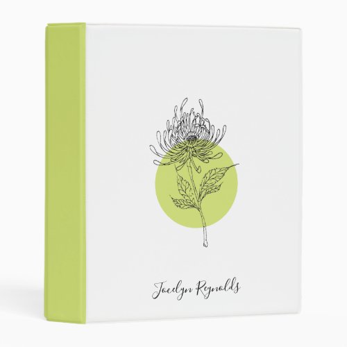 Sketched Dahlia Botanical Simple Elegant Mini Binder