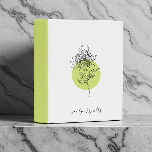 Sketched Dahlia Botanical Simple Elegant Mini Binder (Creator Uploaded)
