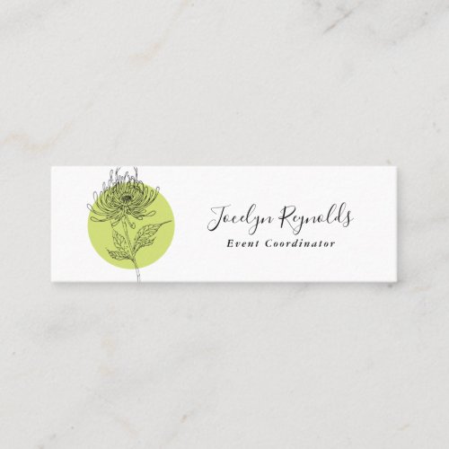 Sketched Dahlia Botanical Simple Elegant Mini Business Card