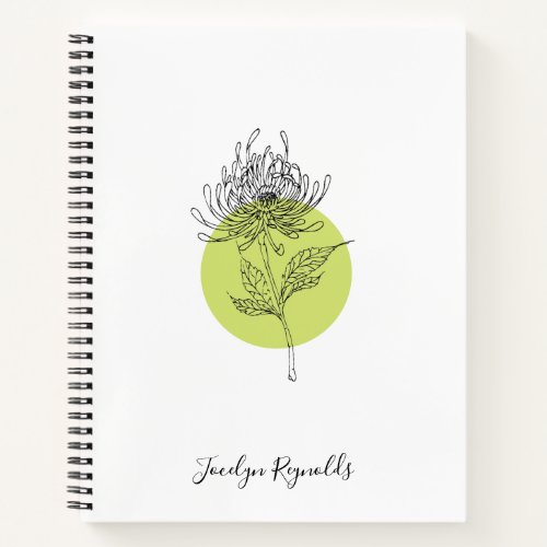 Sketched Dahlia Botanical Simple Elegant Notebook