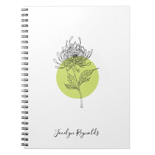 Sketched Dahlia Botanical Simple Elegant Notebook