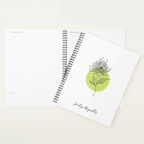 Sketched Dahlia Botanical Simple Elegant Planner