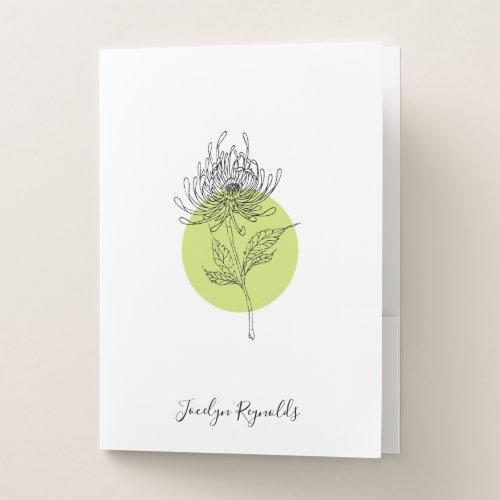 Sketched Dahlia Botanical Simple Elegant Pocket Folder