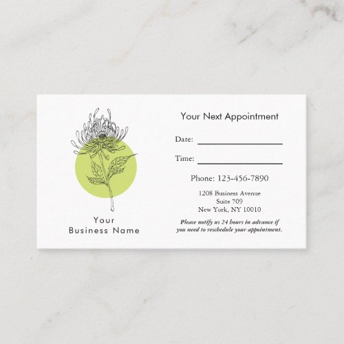 Sketched Dahlia Botanical Simple Next Appointment Business Card