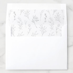 Sketched delicate flowers envelope liner