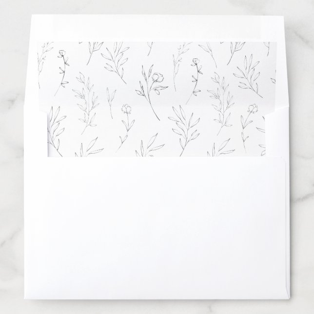 Sketched delicate flowers envelope liner (In Envelope)