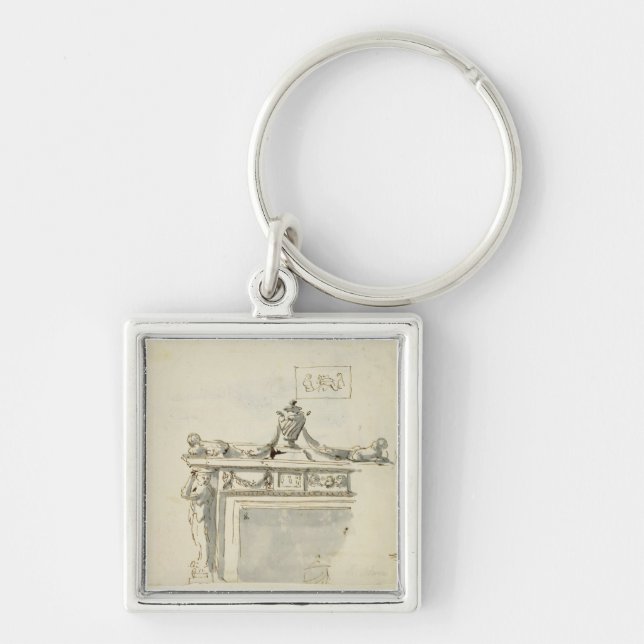 Sketched design for a fireplace (pen & ink and was keychain (Front)