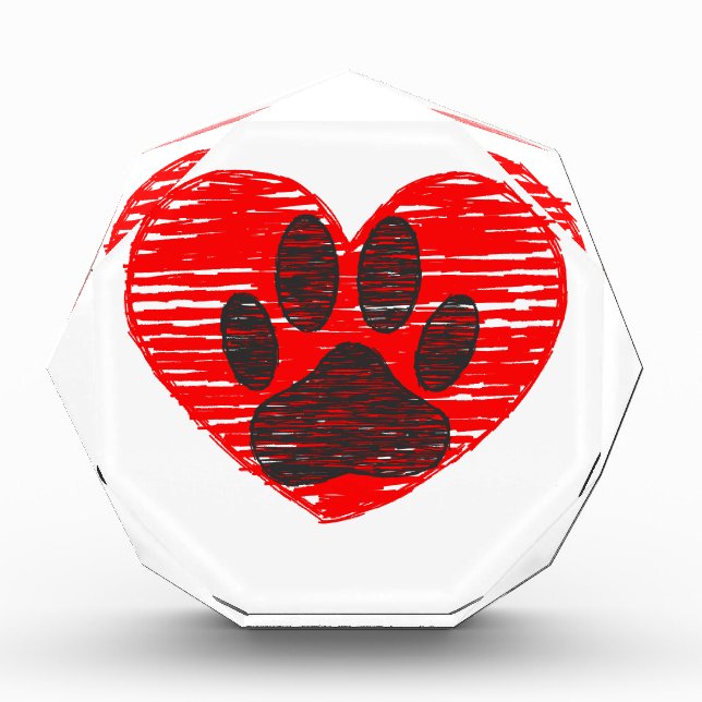 Sketched Dog Paw In Red Heart Award (Front)