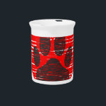 Sketched Dog Paw In Red Heart Pitcher<br><div class="desc">Sketched dog paw prints in red hearts. 
Original design. 
All digital image.</div>
