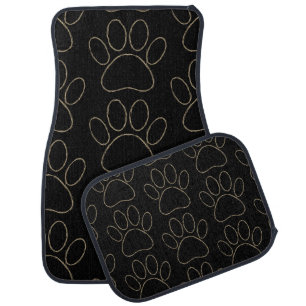 Sketched Dog Paw Print Pattern Car Floor Mat