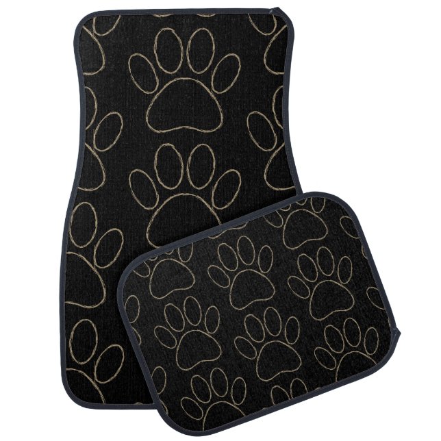 Sketched Dog Paw Print Pattern Car Floor Mat (Set)
