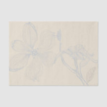 Sketched Dogwood Branch Lg Scale on Parchment