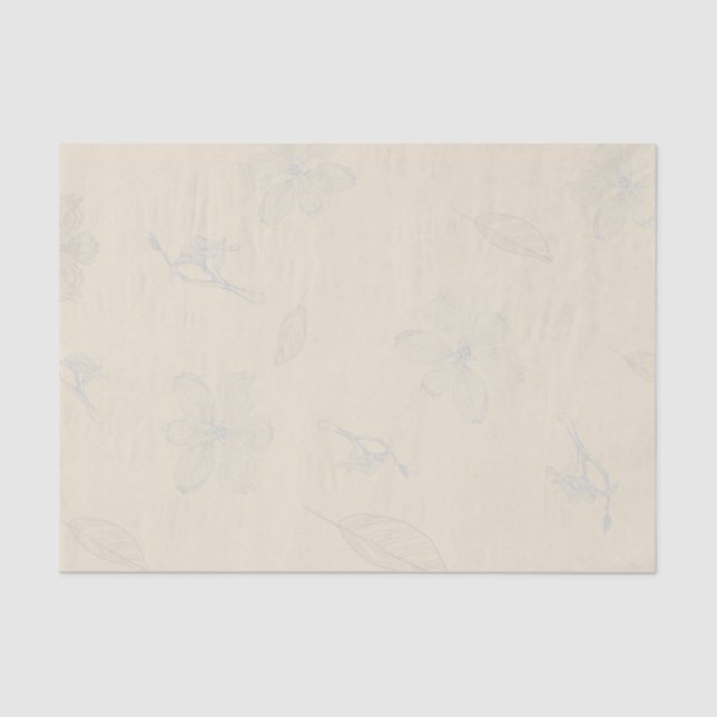Sketched Dogwood Branches Parchment Tissue Paper (Front)
