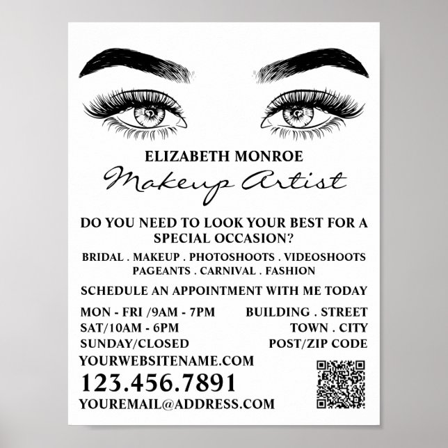 Sketched Eyes, Makeup Artist Advertising Poster (Front)