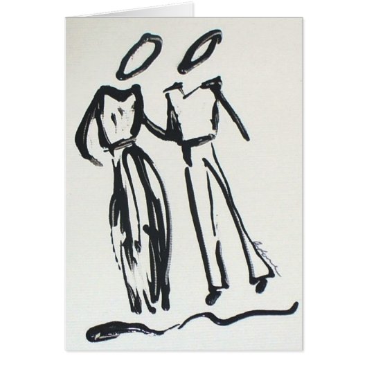 Sketched Figurative Couple Blank Card (Front)