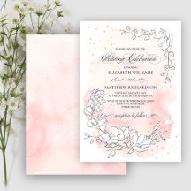 Sketched Floral Blush Pink Watercolor Wedding
