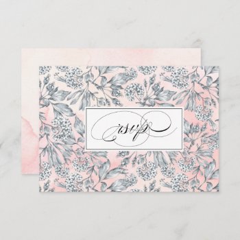 Sketched Floral Blush Pink Wedding Rsvp Card by YourWeddingDay at Zazzle