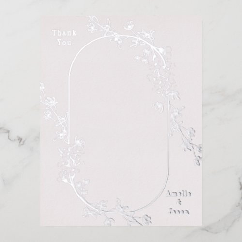 Sketched Floral Luxurious Foil Thank You Enclosure Card