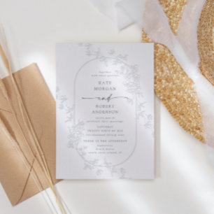 Sketched Floral Luxurious Two Tone Letterpress Invitation